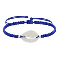 Bracelet Argent Cauris Lien Tréssé - Bleu
