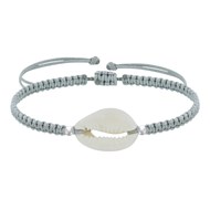 Bracelet Argent 925 Cauris Lien Tréssé - Gris clair