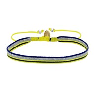 Bracelet Lien Tissé Bandes Jaune Argenté et Bleu
