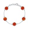 Bracelet Argent 925 Cinq Hexagones d'Agate Rouge Facettés - vue V1