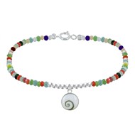 Bracelet Argent 925 Perles Facettées Multicolores Oeil de Sainte Lucie Rond