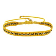 Bracelet Lien Tissé Jaune Croix Noires et Argentées