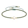 Bracelet Lien Perle d'Eau Douce Blanche et Petites Perles Mates - Vert kaki - vue V1
