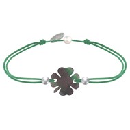 Bracelet Trèfle Nacre Grise et Perles d'Argent 925 - Classics - Vert
