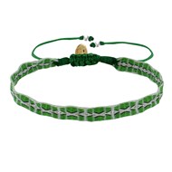 Bracelet Lien Tissé Vert Losanges et Croix Blanches