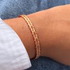 Bracelet Lien Tissé Rouge Losanges Oranges et Dorés - vue V3