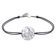 Bracelet Lien Médaille de Nacre Ronde Vierge à l'Enfant - Gris