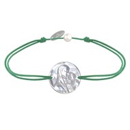 Bracelet Lien Médaille de Nacre Ronde Vierge à l'Enfant - Vert