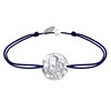 Bracelet Lien Médaille de Nacre Ronde Vierge à l'Enfant - Bleu Navy - vue V1