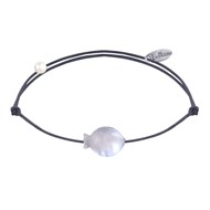 Bracelet Lien Petit Poisson en Nacre - Noir