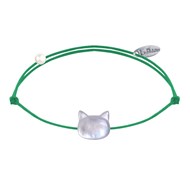 Bracelet Lien Tête de Chat en Nacre - Vert