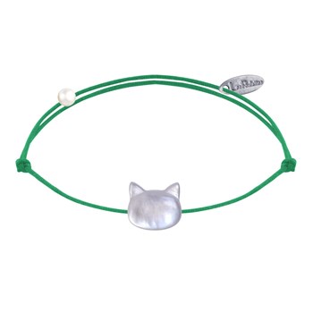Parelmoer Cat Head Link Armband - Groen