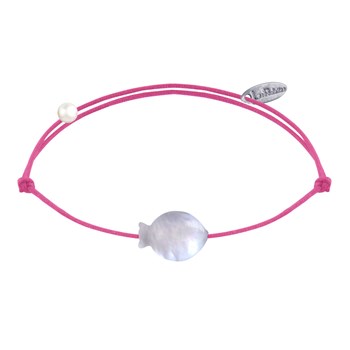 Kleine parelmoer vis schakelarmband - Fuchsia
