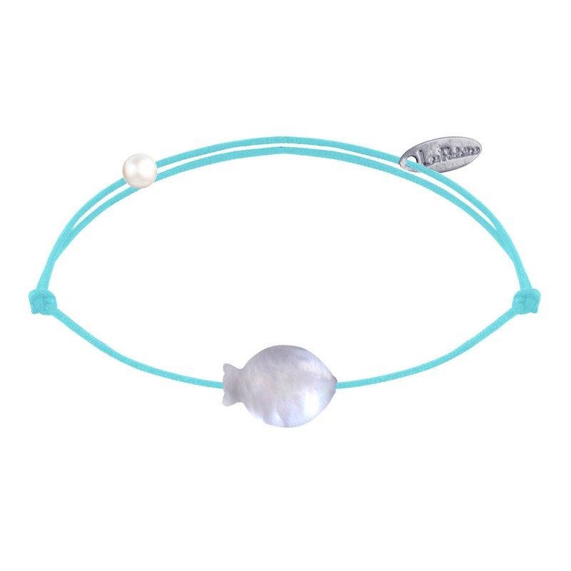 Bracelet Lien Petit Poisson en Nacre - Turquoise