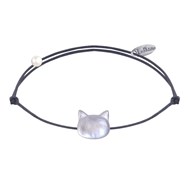 Bracelet Lien Tête de Chat en Nacre - Gris