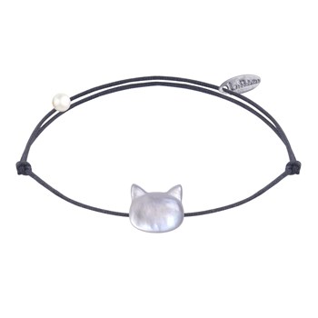 Parelmoer Cat Head Link Armband - Grijs