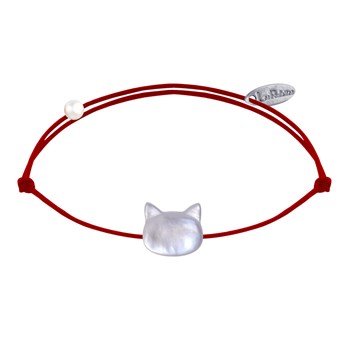 Parelmoer Cat Head Link Armband - Rood