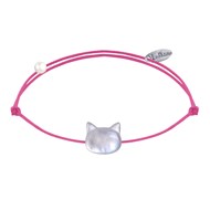 Bracelet Lien Tête de Chat en Nacre - Fuchsia
