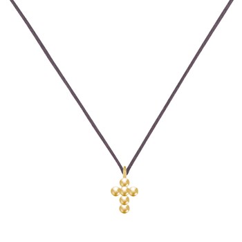 Vergulde Kleine Bal Kruis Schakel Ketting - Grijs