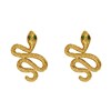Boucles d'Oreilles Plaqué Or Serpent aux Yeux Verts - vue V2