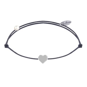 925 Silver Mini Heart Link Bracelet - Grey