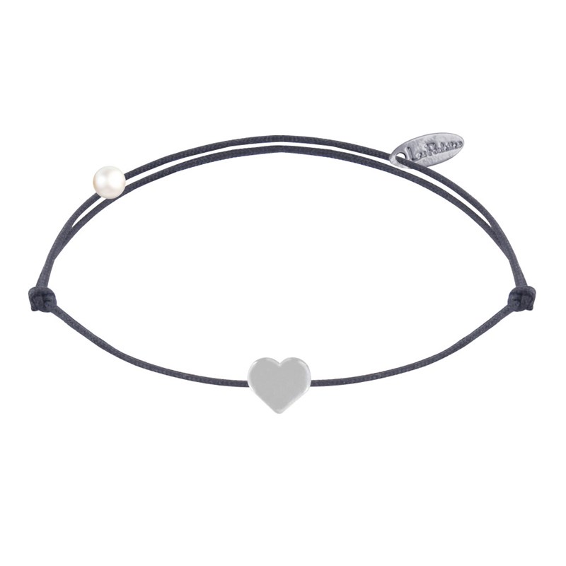 Bracelet Lien Argent Mini Coeur - Gris