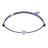 Bracelet Lien Argent 925 Mini Coeur - Bleu Navy - vue V1