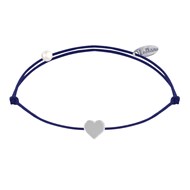 Bracelet Lien Argent 925 Mini Coeur - Bleu Navy
