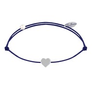 Bracelet Lien Argent Mini Coeur - Bleu Navy