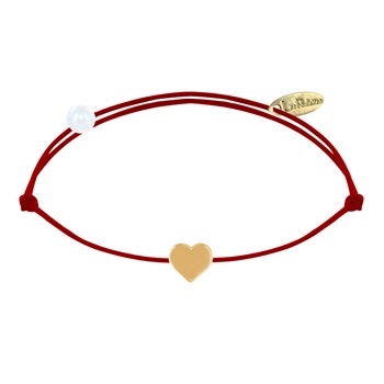 Gold Plated Mini Heart Link Bracelet - Red