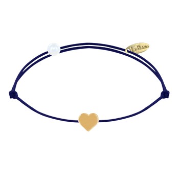 Gold-Plated Mini Heart Link Bracelet - Navy Blue