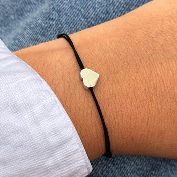 Gold-Plated Mini Heart Link Bracelet - Navy Blue