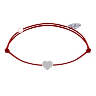 Bracelet Lien Argent 925 Mini Coeur - Rouge