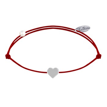 925 Silver Mini Heart Link Bracelet - Red