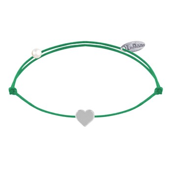 925 Silver Mini Heart Link Bracelet - Green