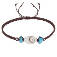 Bracelet Lien Tréssé Pavés de Larimar et Oeil de Ste Lucie - Marron foncé