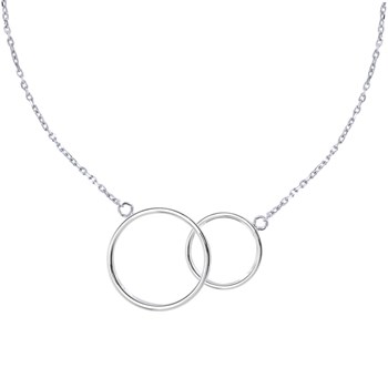 Zilver 925 Rhodium Halsketting Twee Cirkels