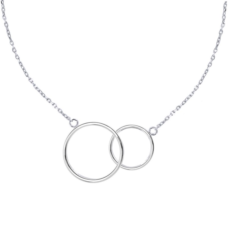 Collier Argent 925 Rhodié Deux Cercles