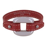 Bracelet Cuir et Maille Carrée Argent 925 - Rouge Profond