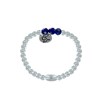 Bague Argent 925 Elastique Bille et Trois Perles de Lapis Lazuli Facettée - vue V2