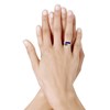 Bague Argent 925 Elastique Bille et Trois Perles de Lapis Lazuli Facettée - vue V3