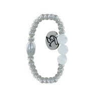 Bague Argent 925 Elastique Bille et Trois Perles de Pierre de Lune Facettée