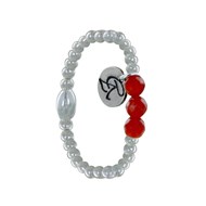 Bague Argent 925 Elastique Bille et Trois Perles de Cornaline Facettée