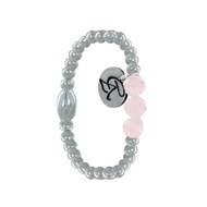 Bague Argent 925 Elastique Bille et Trois Perles de Quartz Rose Facettée