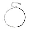 Bracelet Argent 925 Mailles Cheval et Petits Cubes de Strass - Noir - vue V1