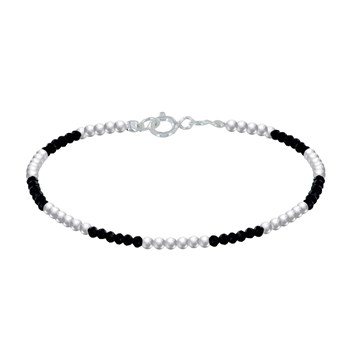 Bracelet Argent 925 Perles et Onyx Noir Facetté M1