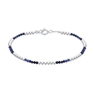 Bracelet Perles Argent 925 et Perles de Lapis Lazuli Facetté M1