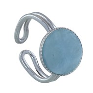Bague Argent 925 Rond Dentelé d'Aigue Marine
