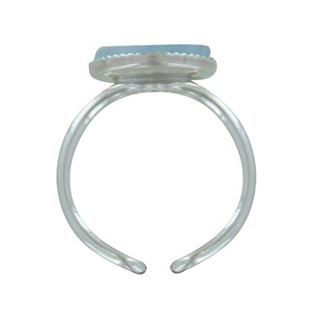 Bague Argent 925 Rond Dentelé d'Aigue Marine