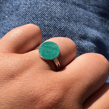 Bague Argent 925 Rond Dentelé d'Amazonite